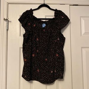 CeCe Flutter Sleeve Floral Blouse Size XL